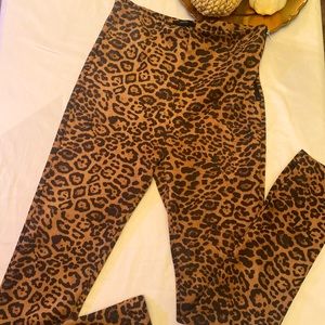 Cheetah Print Semi-Stretch Pants